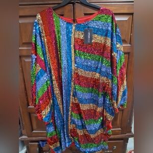 Multicolor Sequin Midi Dress